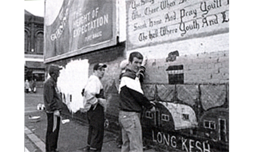 Peaceful images replace violent themes on Belfast murals