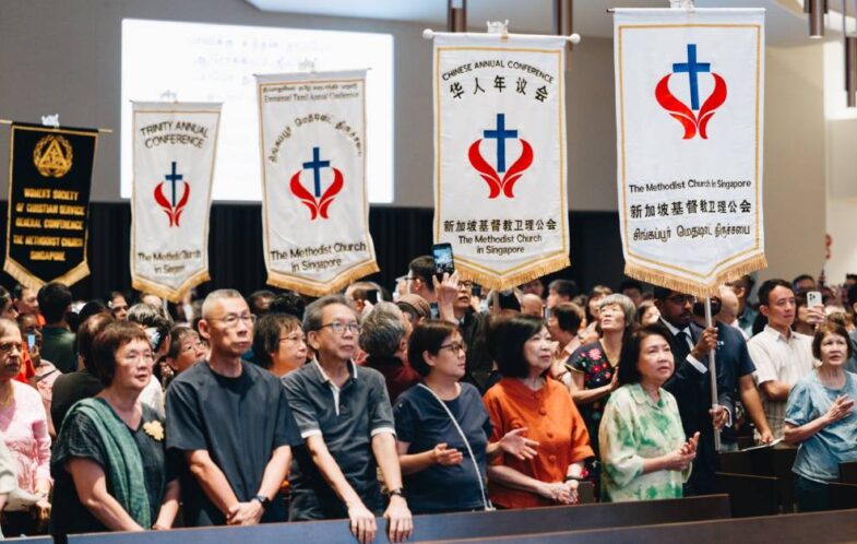 Processional march with banners